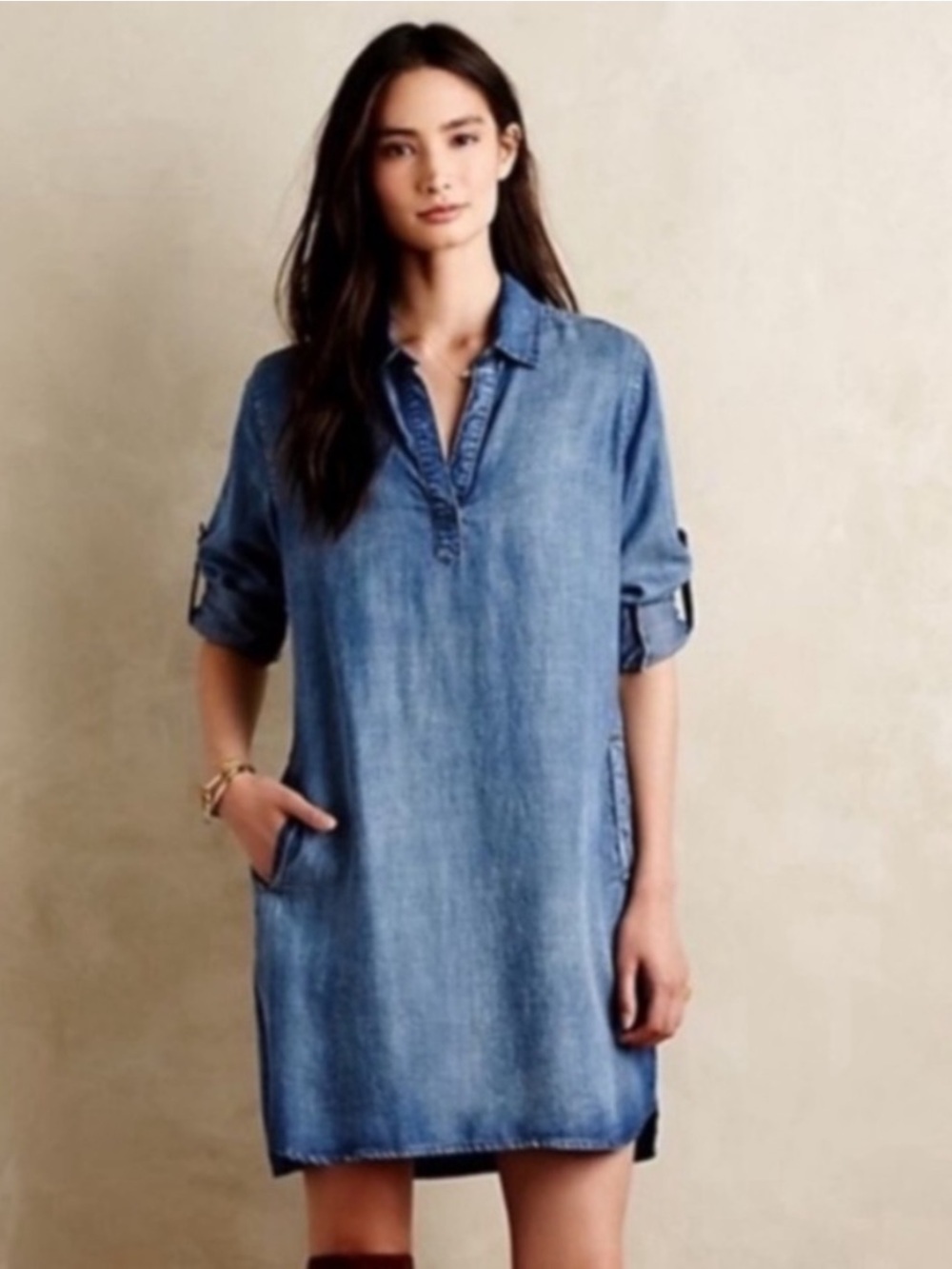 CLOTH & STONE Adalie Denim Shirt Dress SMALL